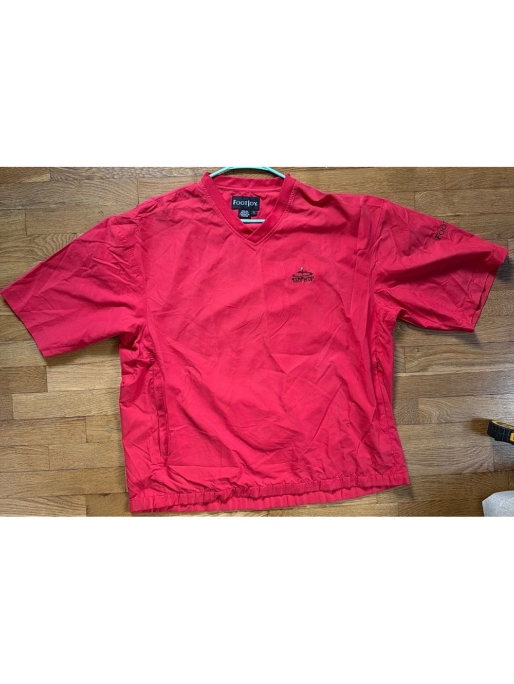 Large - Men - FootJoy Red V-Neck Pullover Windbreaker